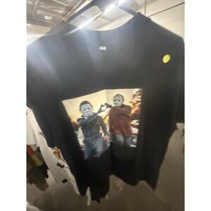 Men’s Black Horror Movie Graphic T-Shirt Movie Fan Apparel Short Sleeve Size L